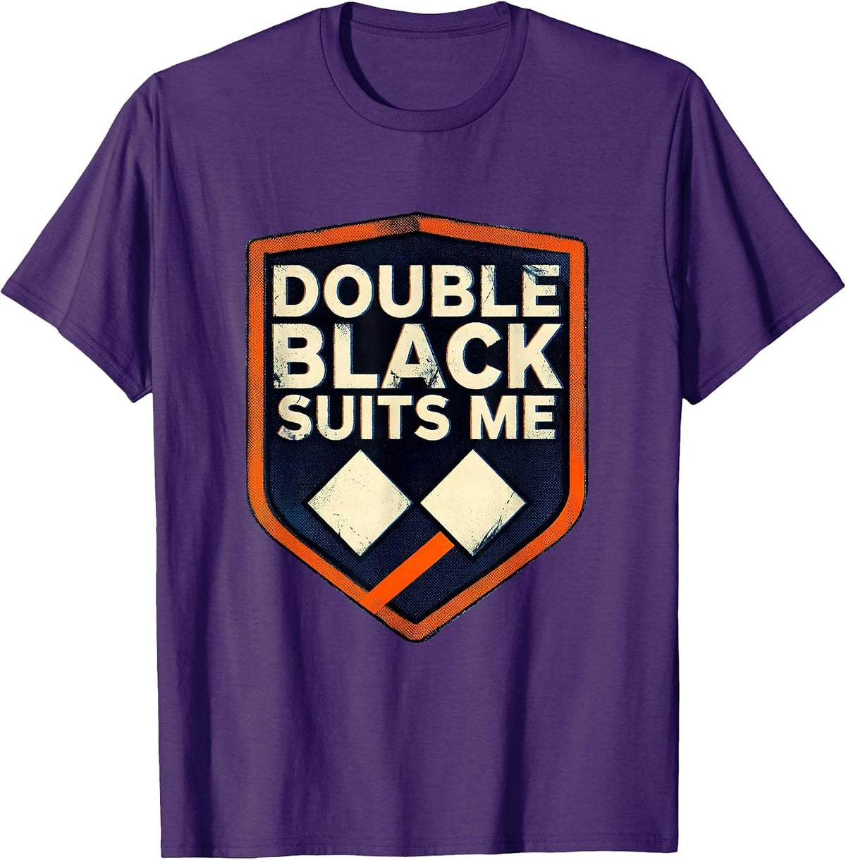 Double Black Suits Me Funny Vintage Ski Snowboard Gift T-Shirt - Purple