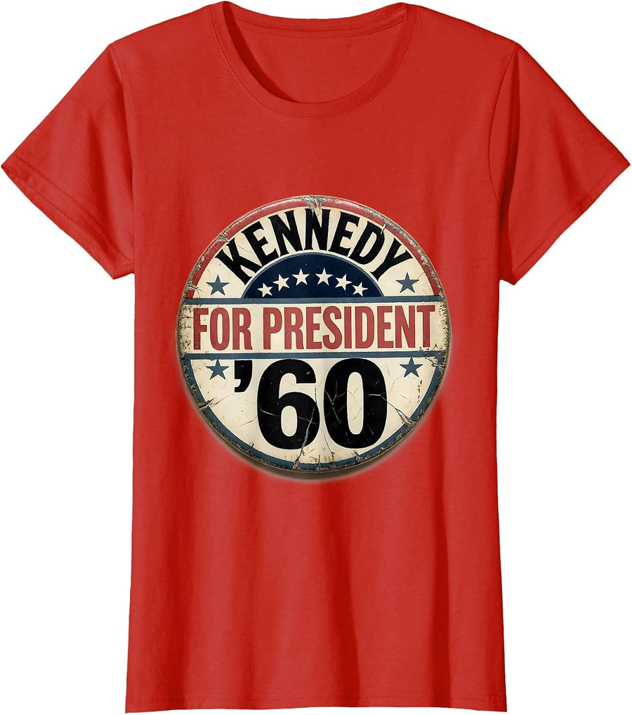 Women's Kennedy for President '60 Distressed Political History T-Shirt - Red