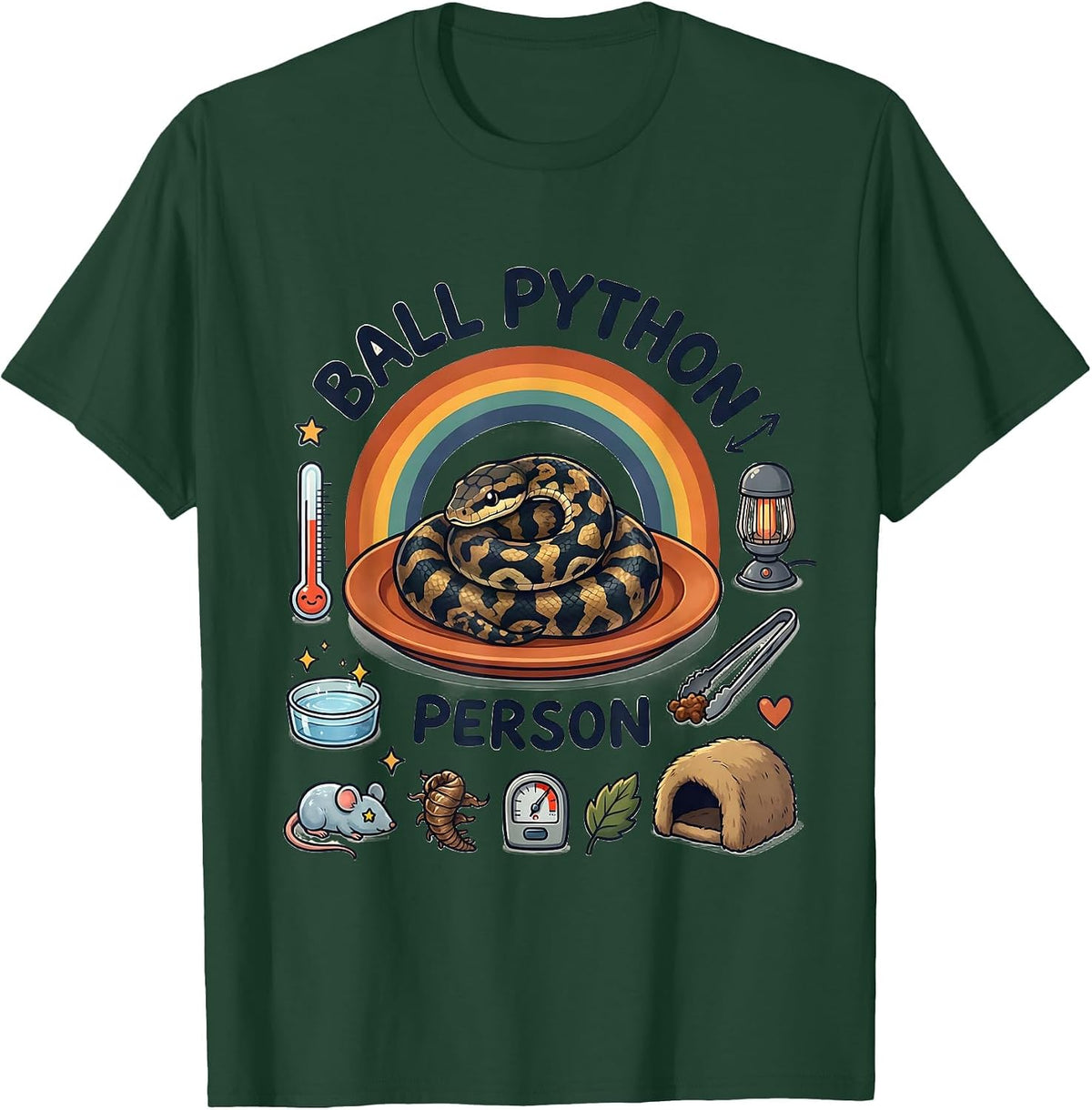 Ball Python Person Kawaii Snake Lover Reptile Humor T-Shirt - Dark Green