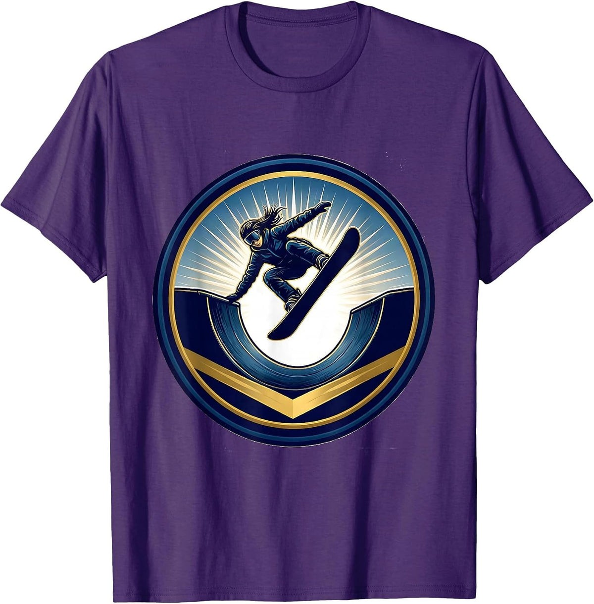 Men's Snowboarder Halfpipe Launch Graphic Design T-Shirt - Purple