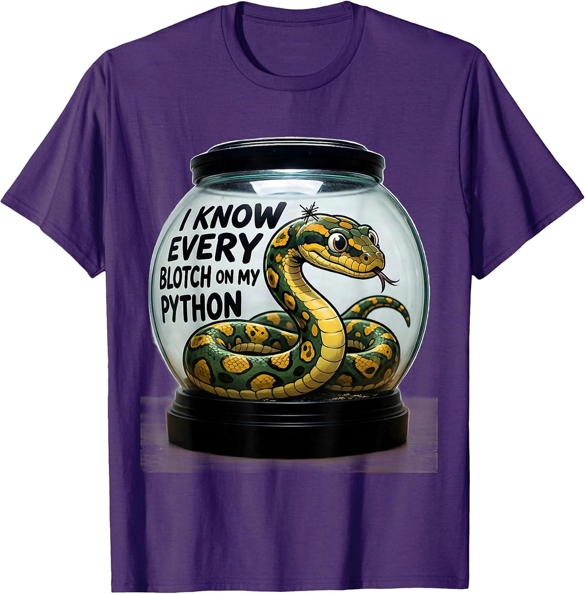 Men's I Know Every Blotch On My Python Funny Ball Python Reptile T-Shirt - Purple