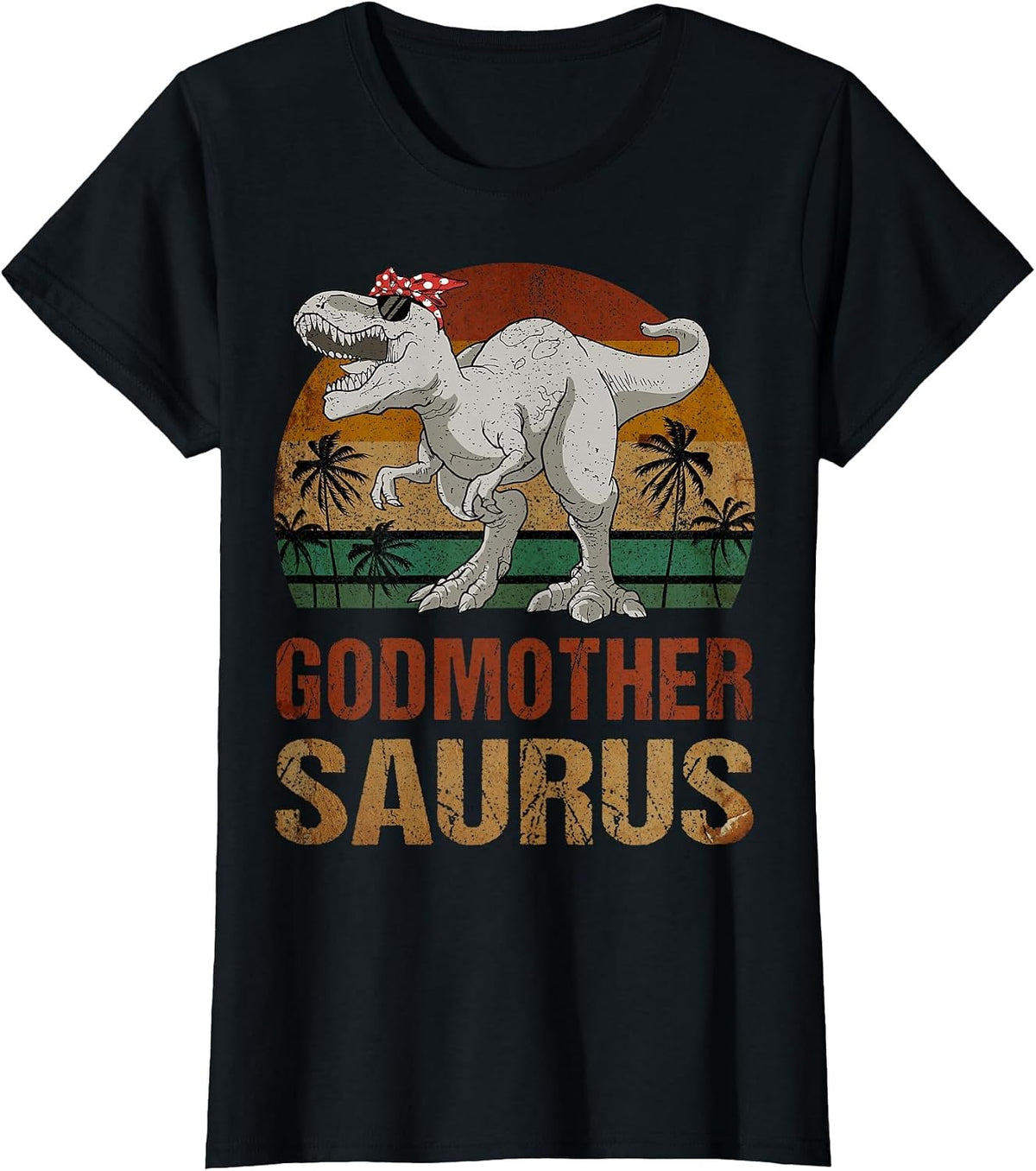 Godmothersaurus Dinosaur Godmother Saurus Mother's Day T-Shirt - Black