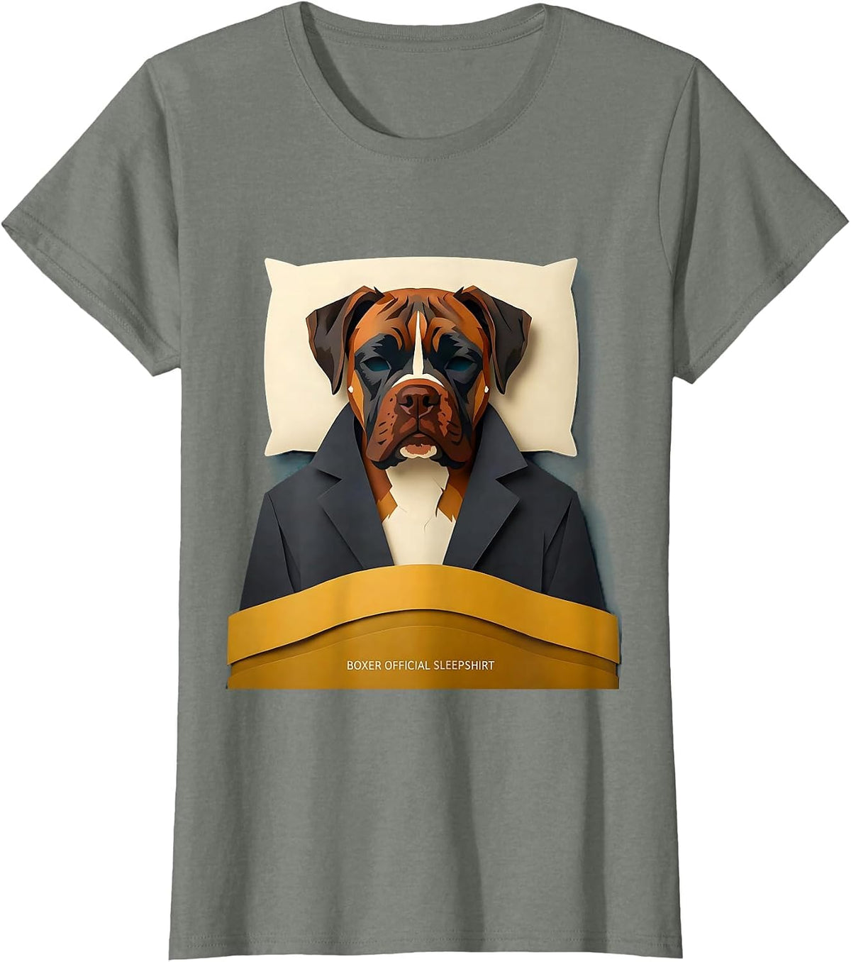 Boxer Official Sleepshirt Dog Breed Pajama Nightgown T-Shirt - Olive Heather