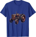 Block-Built Farm Tractor Vintage Farmer Gift T-Shirt - Royal Blue