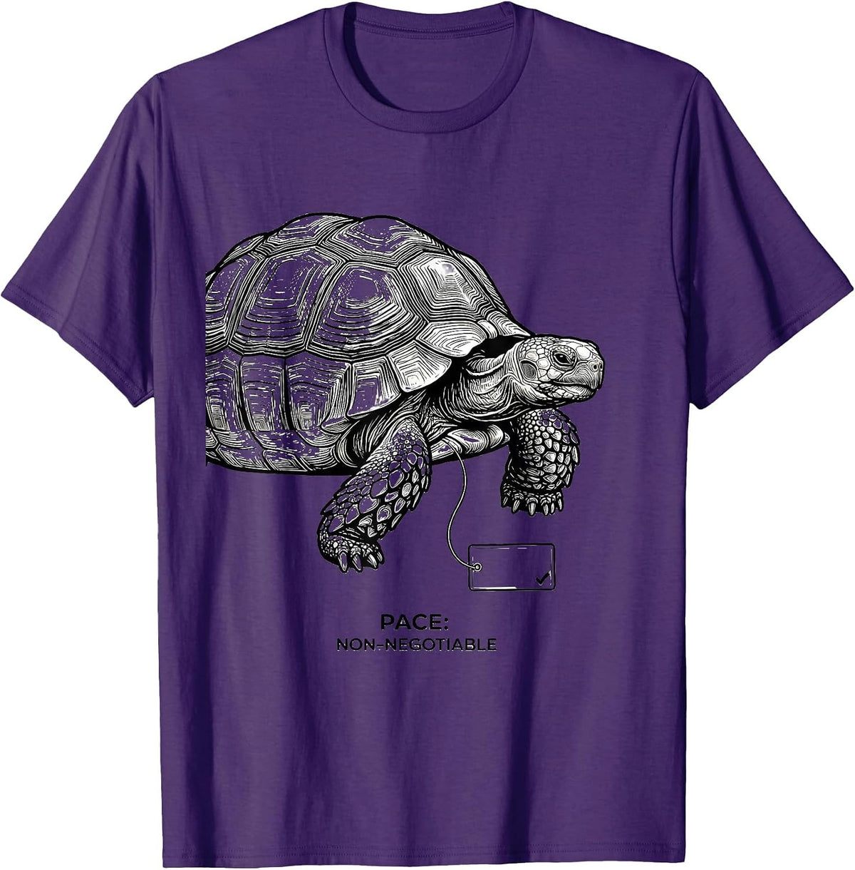 Pace Non-Negotiable Line Art Tortoise Lover Funny Gift T-Shirt - Purple