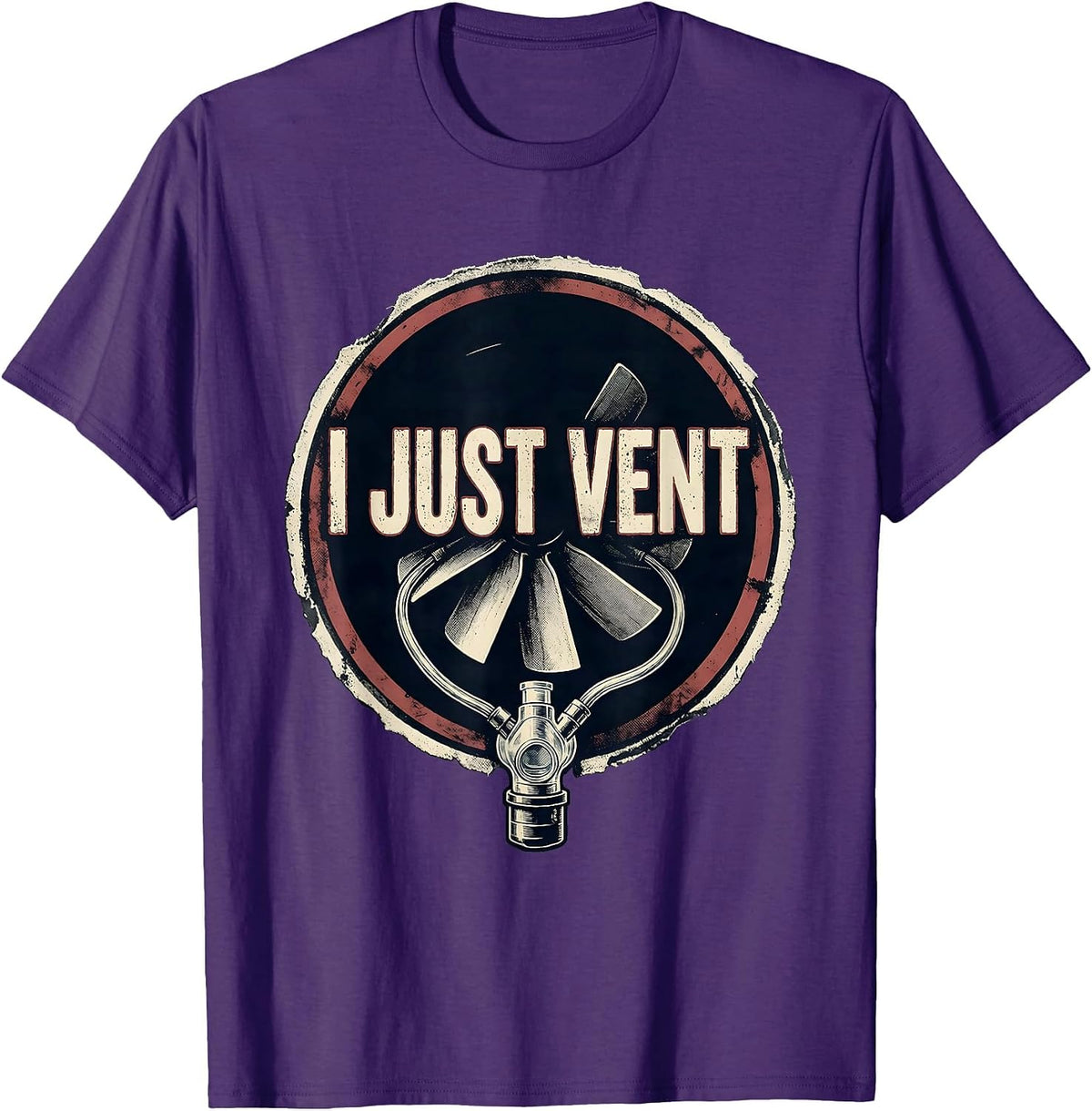 Men's I Just Vent Bold Stencil Respiratory Therapist RT Humor T-Shirt - Purple