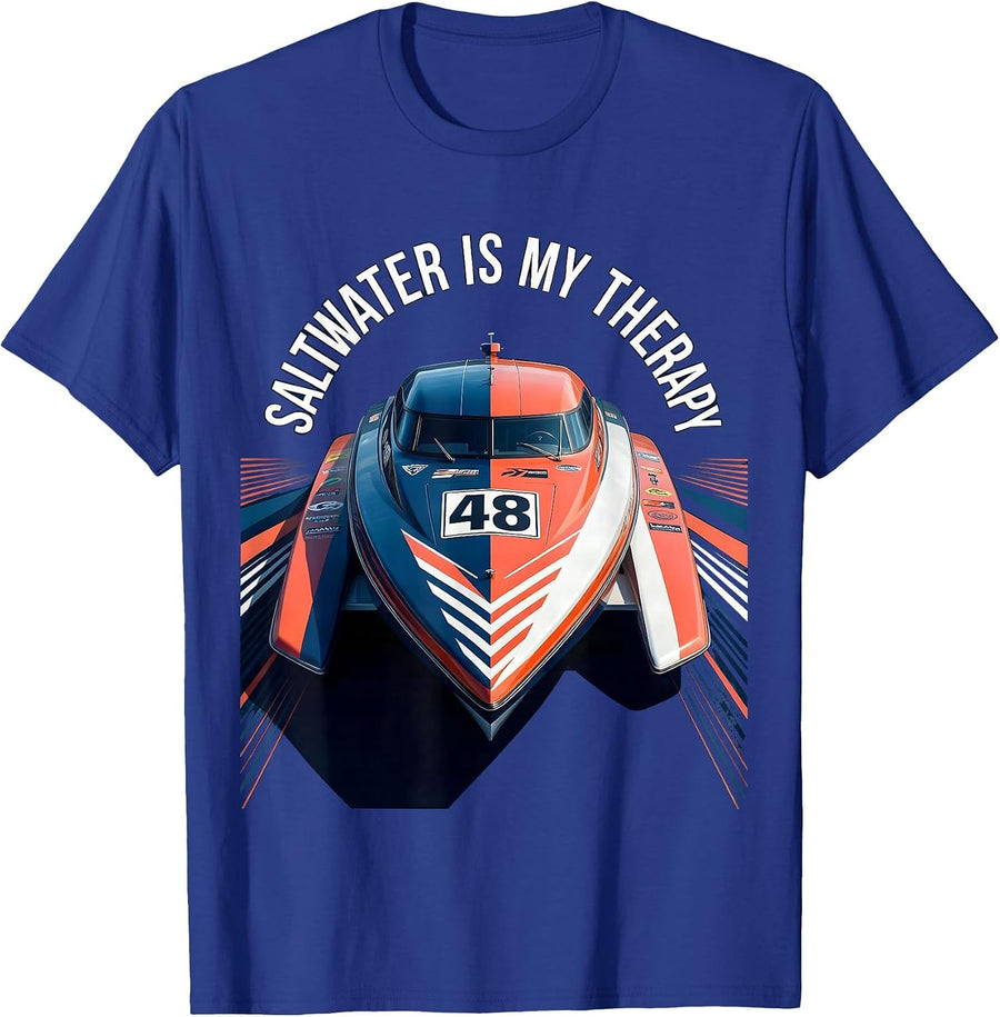 Saltwater Is My Therapy Gulf of Mexico Design T-Shirt - Royal Blue