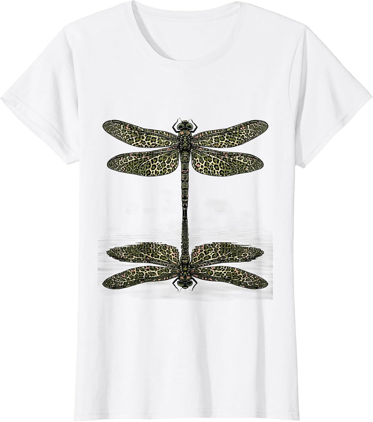 Camo Dragonfly Still Water Nature Design T-Shirt - White