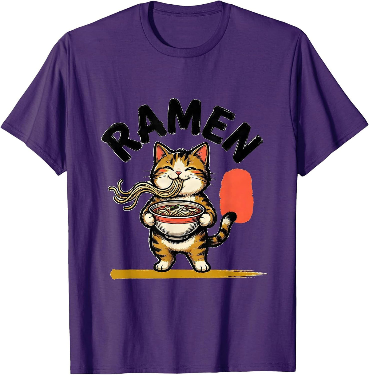 Men's RAMEN Kawaii Anime Cat Japanese Humor Ramen Lover Gift T-Shirt - Purple