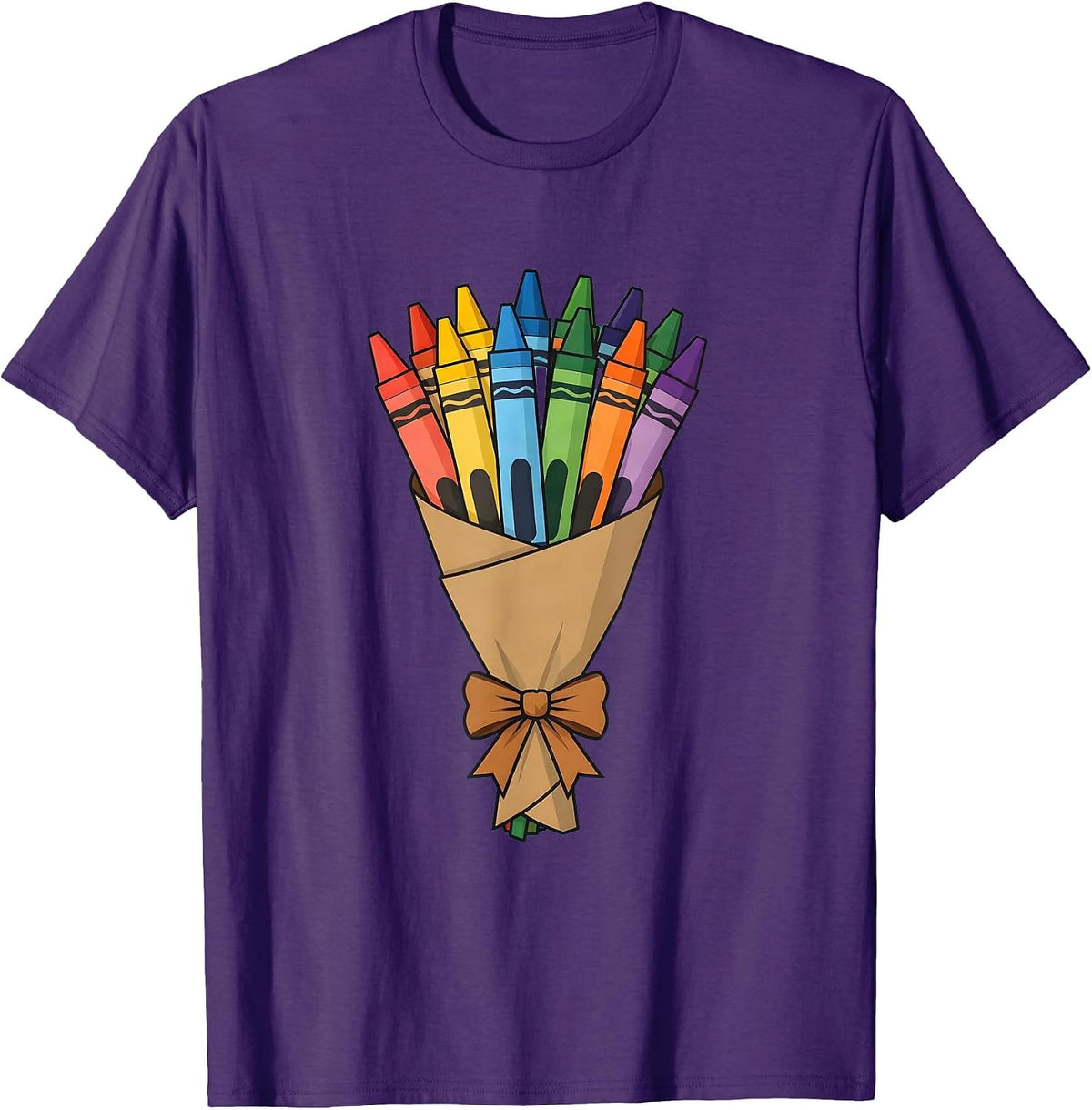 Men's Crayon Bouquet Kindergarten Teacher Gift T-Shirt - Purple