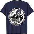 Skeleton Boxer Mid-Punch Graphic Tee T-Shirt - Navy Blue