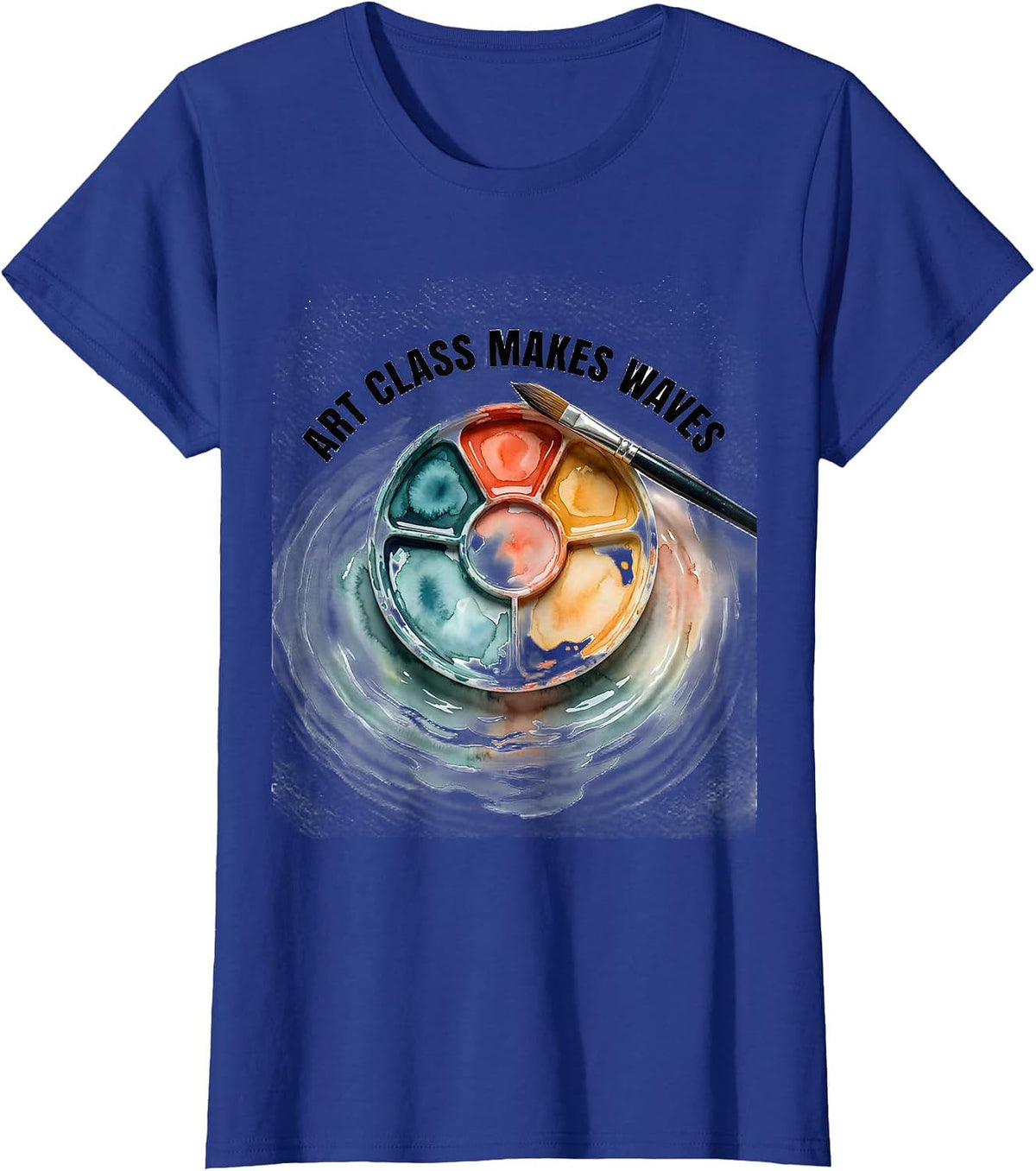 Women's Art Class Makes Waves Watercolor Funny Art Teacher Artist T-Shirt - Royal Blue