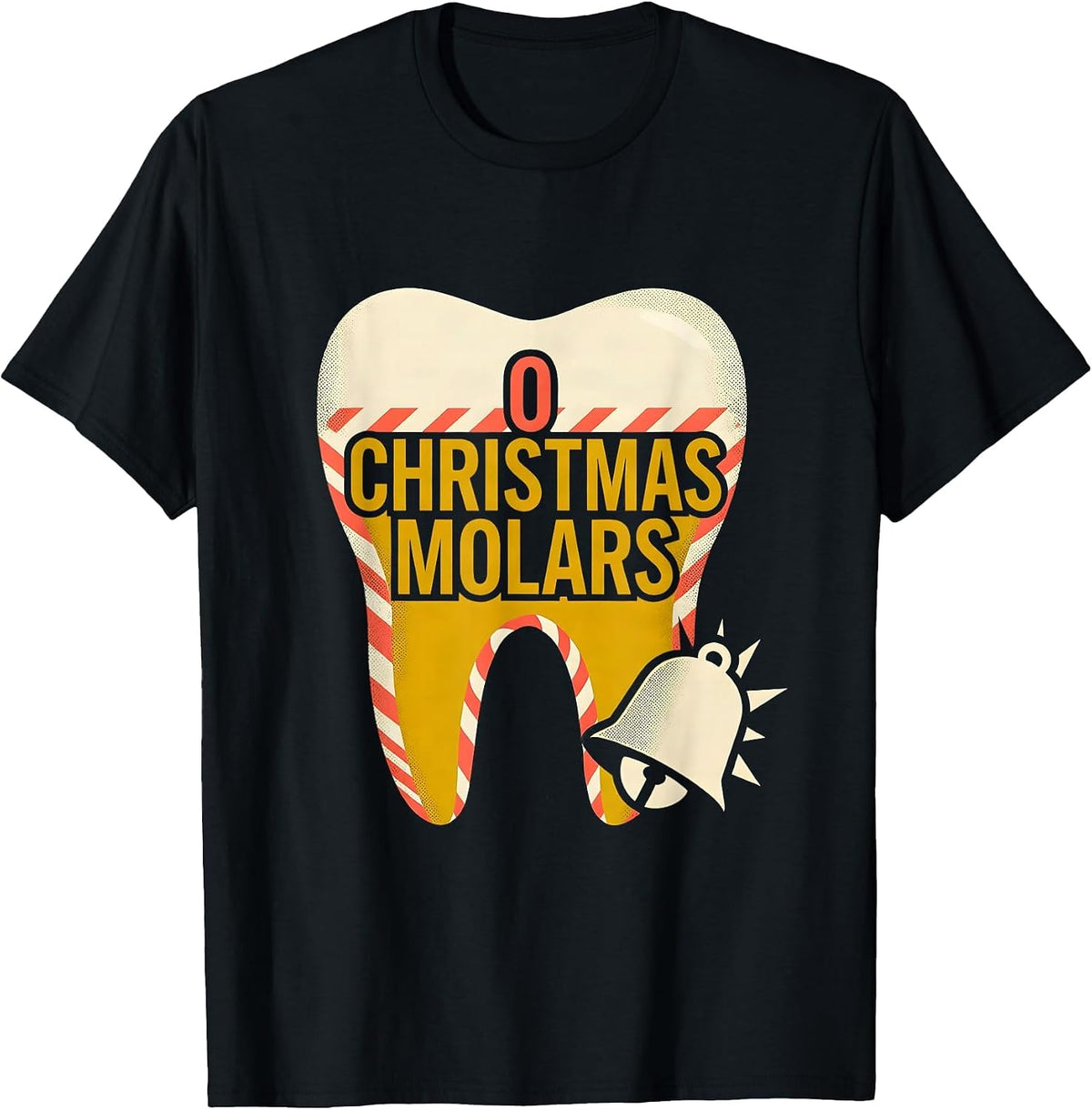 Men's O Christmas Molars Funny Dentist Dental Team Christmas Humor T-Shirt - Black