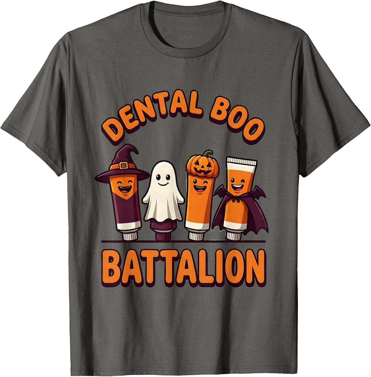 Men's Dental Boo Battalion Funny Dentist Halloween Costume Humor T-Shirt - Asphalt Grey