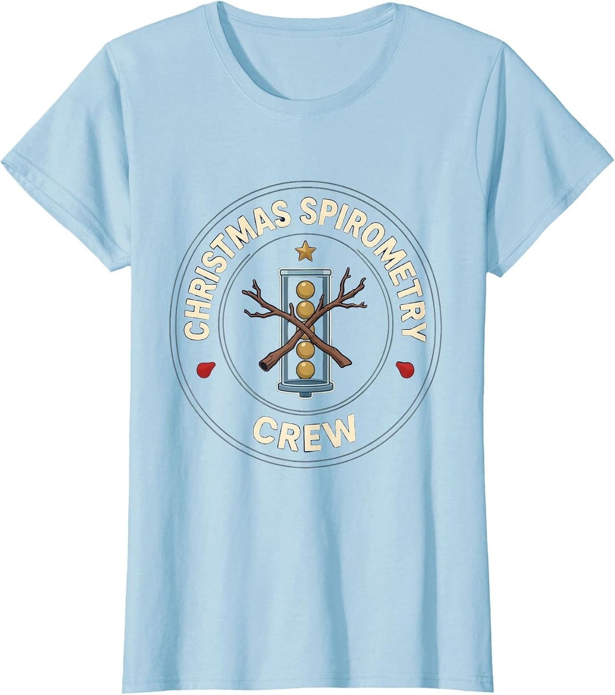 Christmas Spirometry Crew Funny Respiratory Therapist T-Shirt - Baby Blue