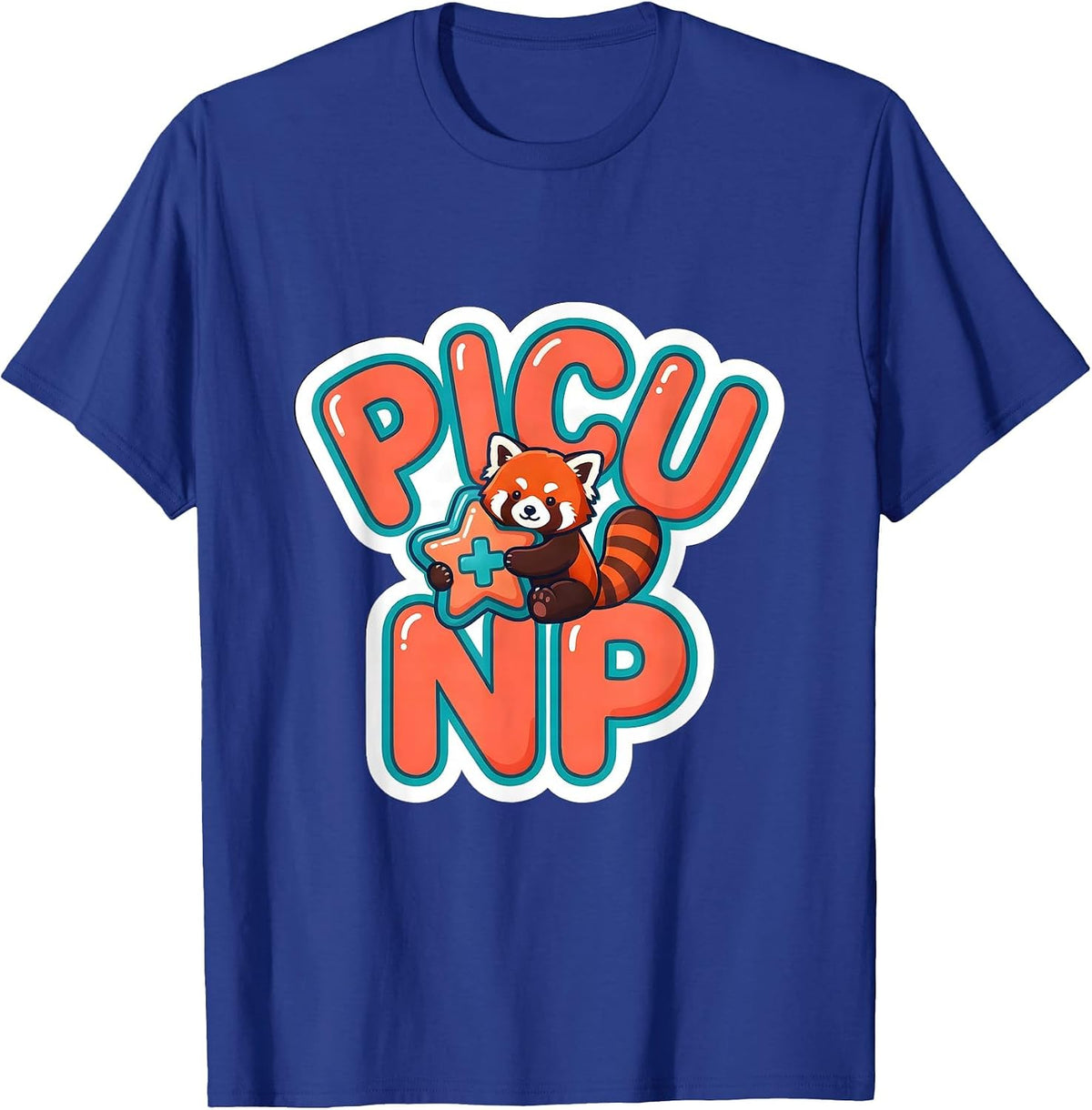 PICU NP Cute Red Panda Pediatric Nurse Practitioner Animal T-Shirt - Royal Blue