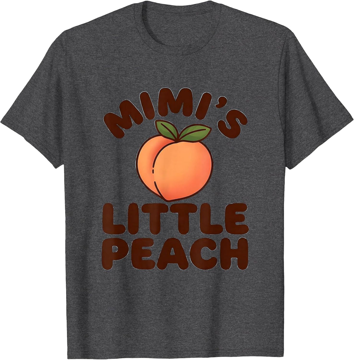 Mimi's Little Peach Funny Family Food-Pun Humor T-Shirt - Dark Heather Grey