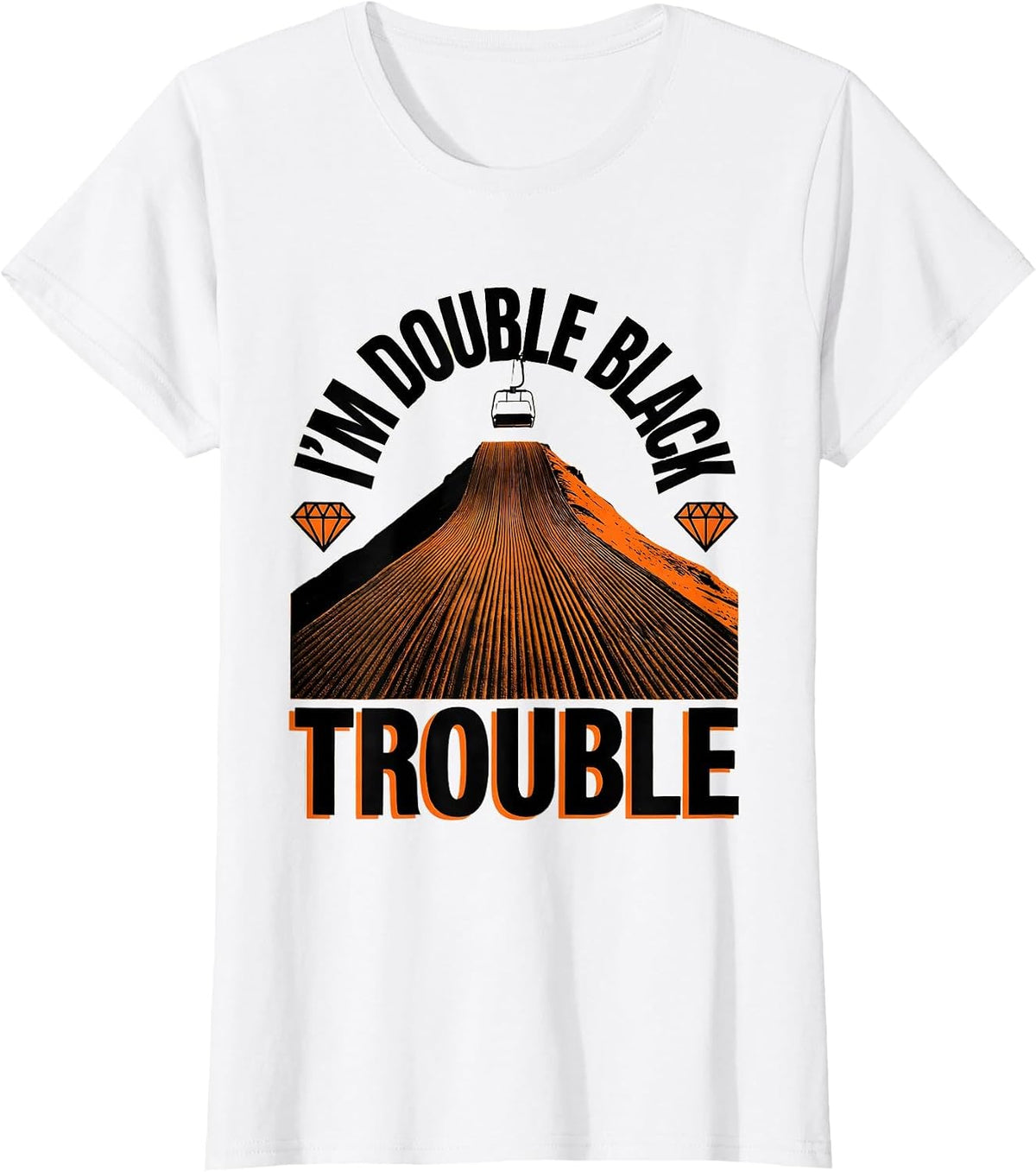 I'm Double Black Trouble Funny Ski Snowboard Dad Gift T-Shirt - White