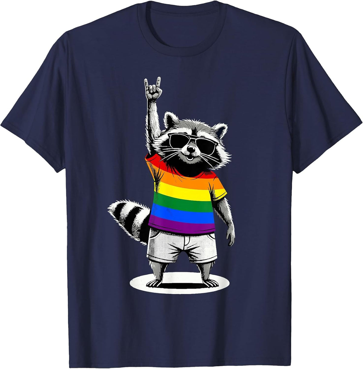 Raccoon LGBTQ Pride Month T-Shirt - Navy Blue