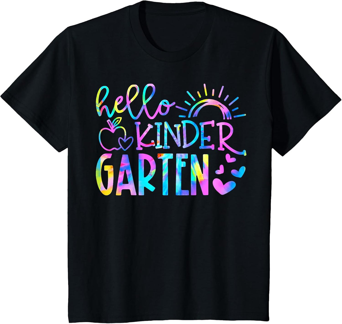 Hello Kindergarten Tie Dye Back to School Kinder Teacher Kid T-Shirt - Black