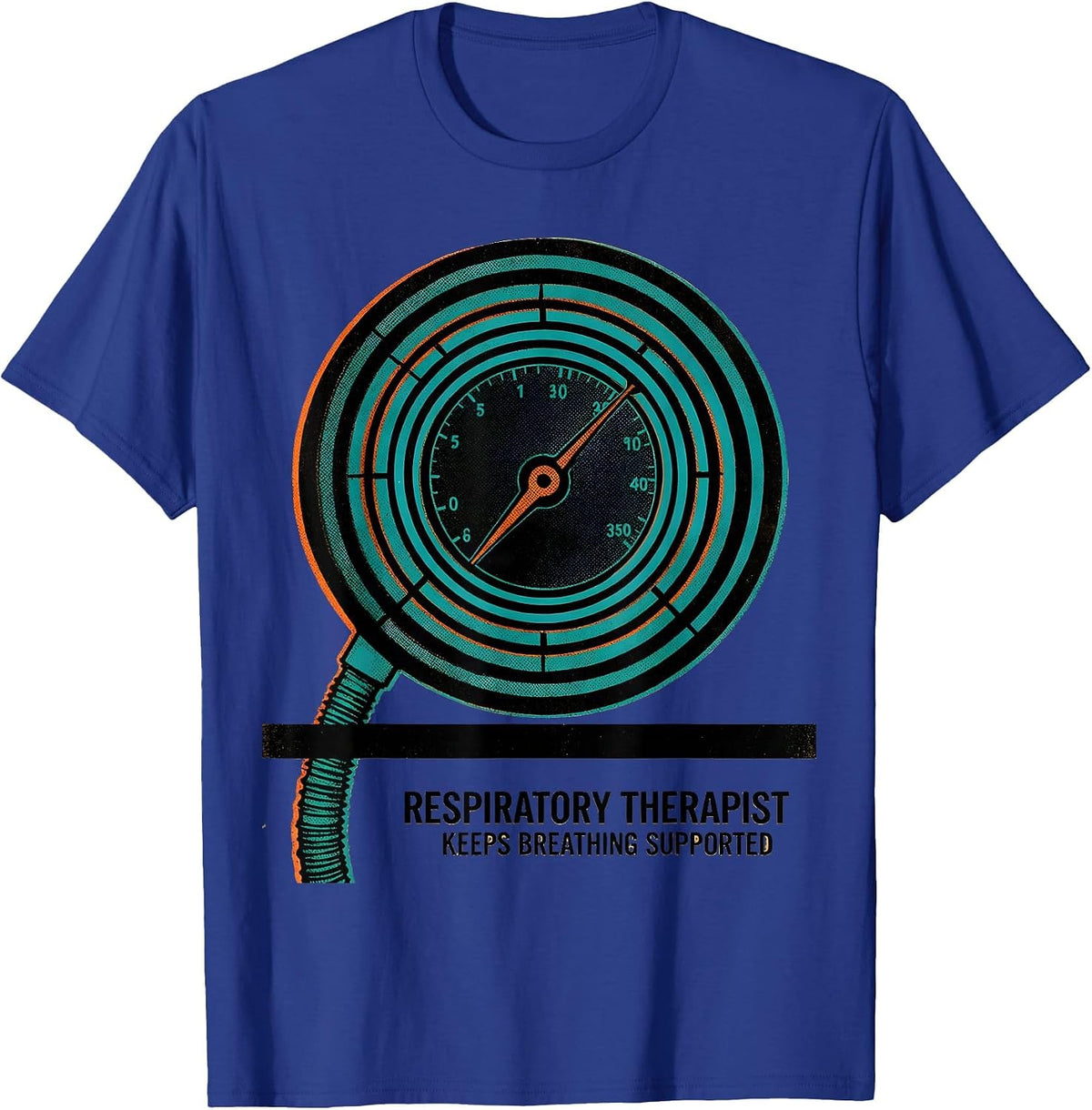 Men's Respiratory Therapist Keeps Breathing Supported RT T-Shirt - Royal Blue
