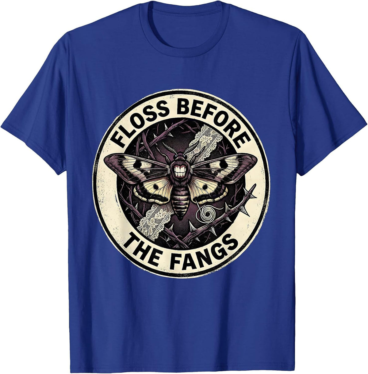 Floss Before The Fangs Dental Halloween Design T-Shirt - Royal Blue
