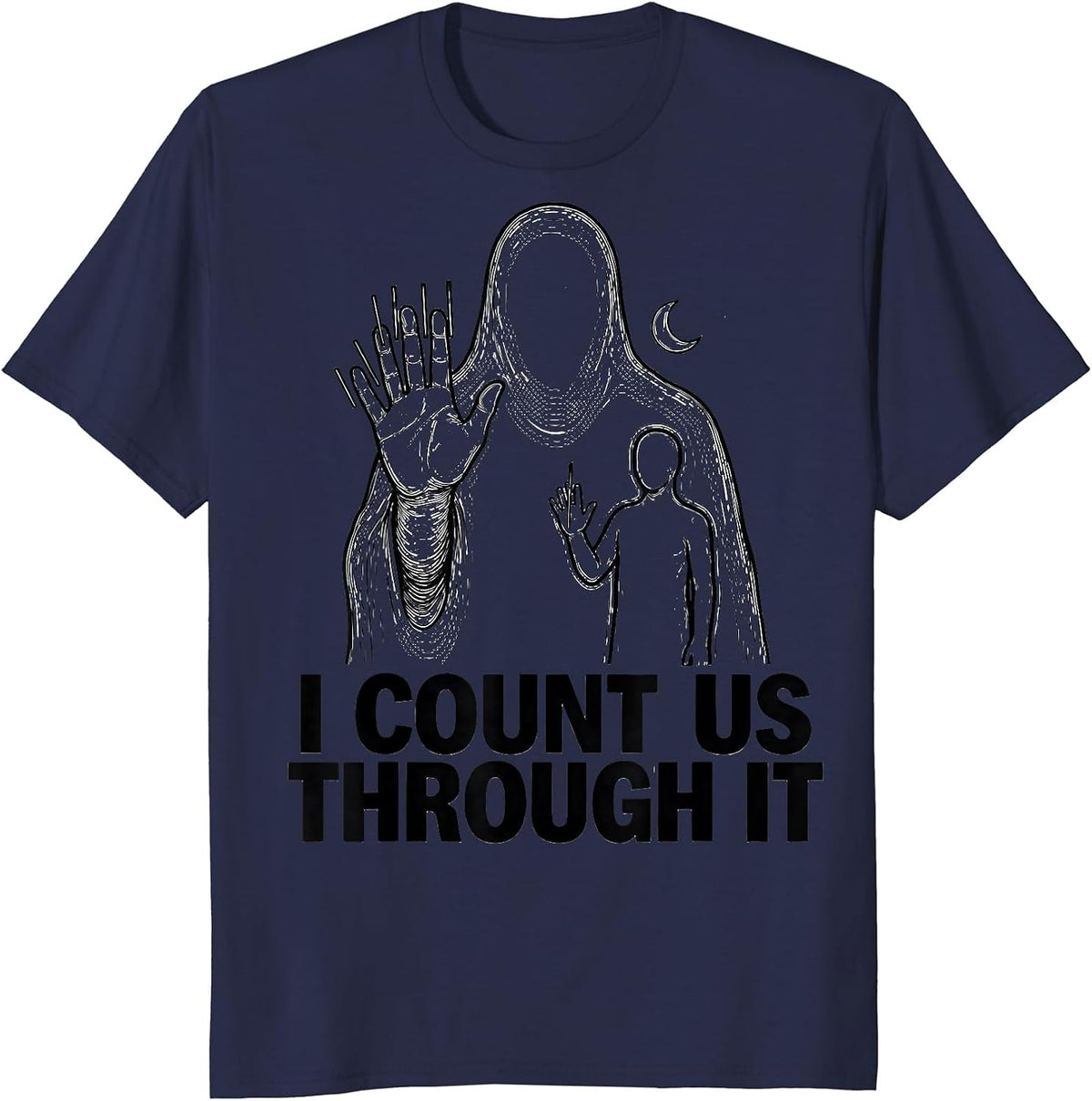 I Count Us Through It Funny Paraprofessional Ghost Halloween T-Shirt - Navy Blue