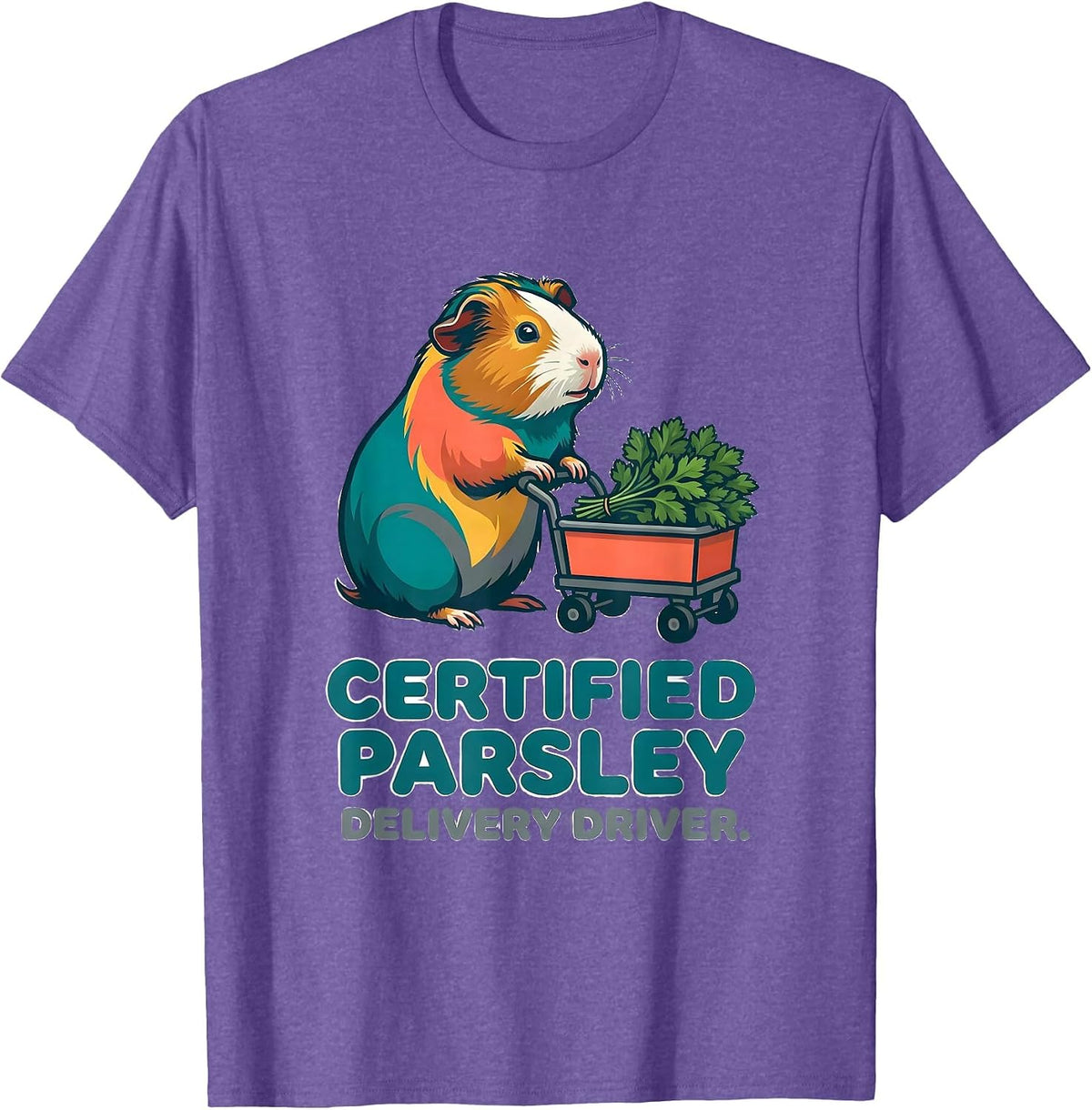 Men's Certified Parsley Delivery Driver Funny Guinea Pig Owner T-Shirt - Purple Heather