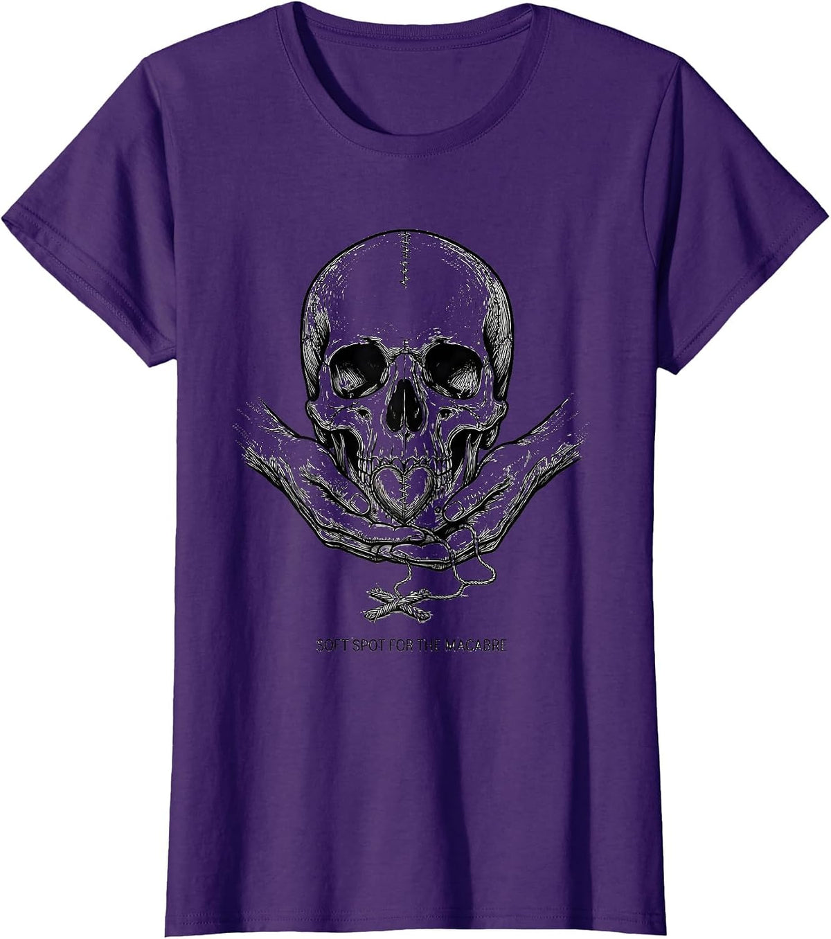 Women's Soft Spot For The Macabre Y2K Grunge Goth Alt Skull T-Shirt - Purple