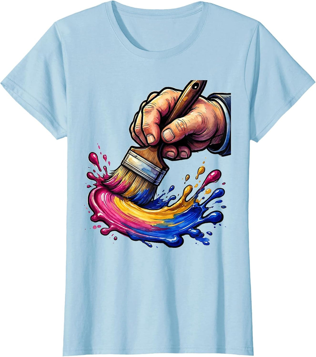 Watercolor Wash Art Teacher Painter Graphic T-Shirt - Baby Blue
