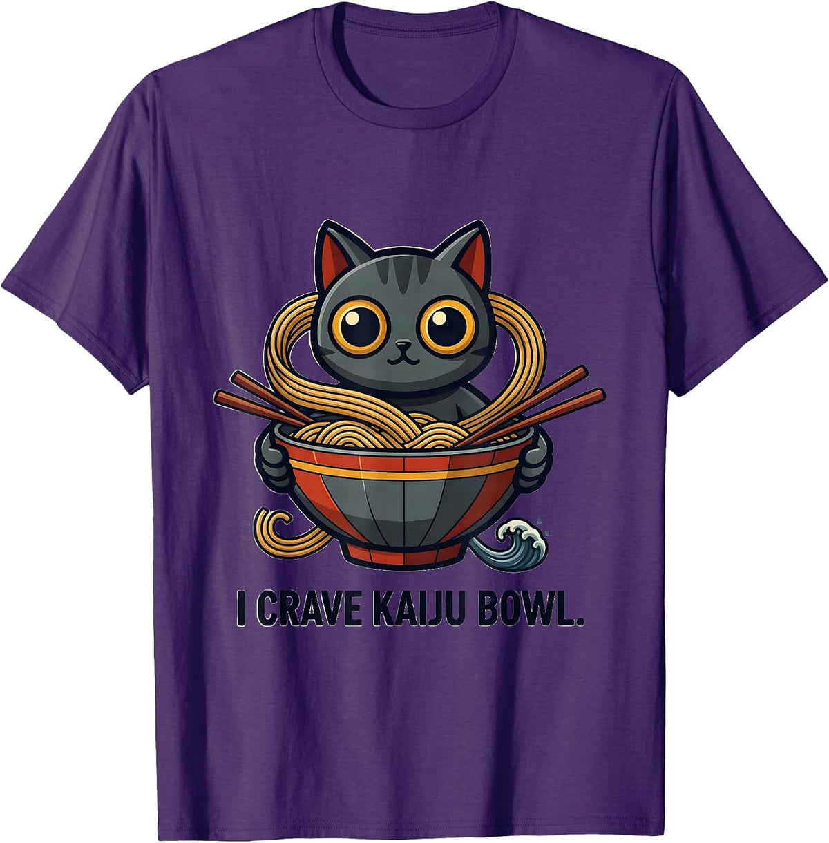 I Crave Kaiju Bowl Kawaii Cat Anime Ramen Gamer Gift T-Shirt - Purple