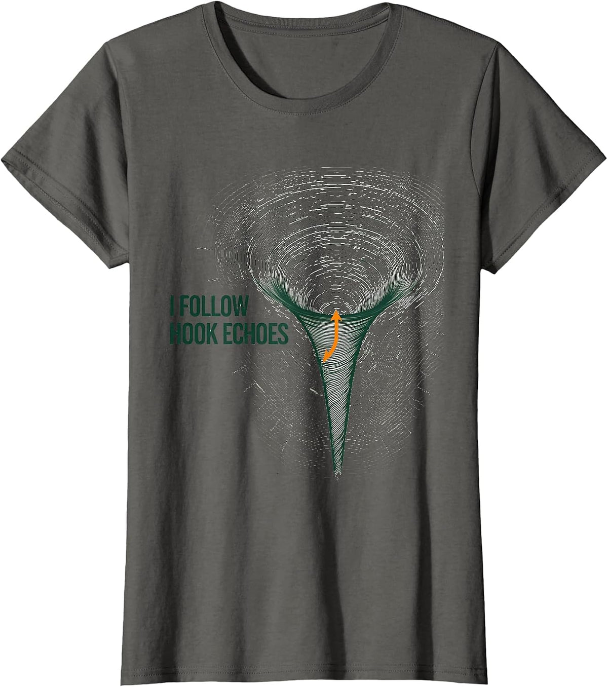 Women's I Follow Hook Echoes Topographic Contour Storm Chaser T-Shirt - Asphalt Grey