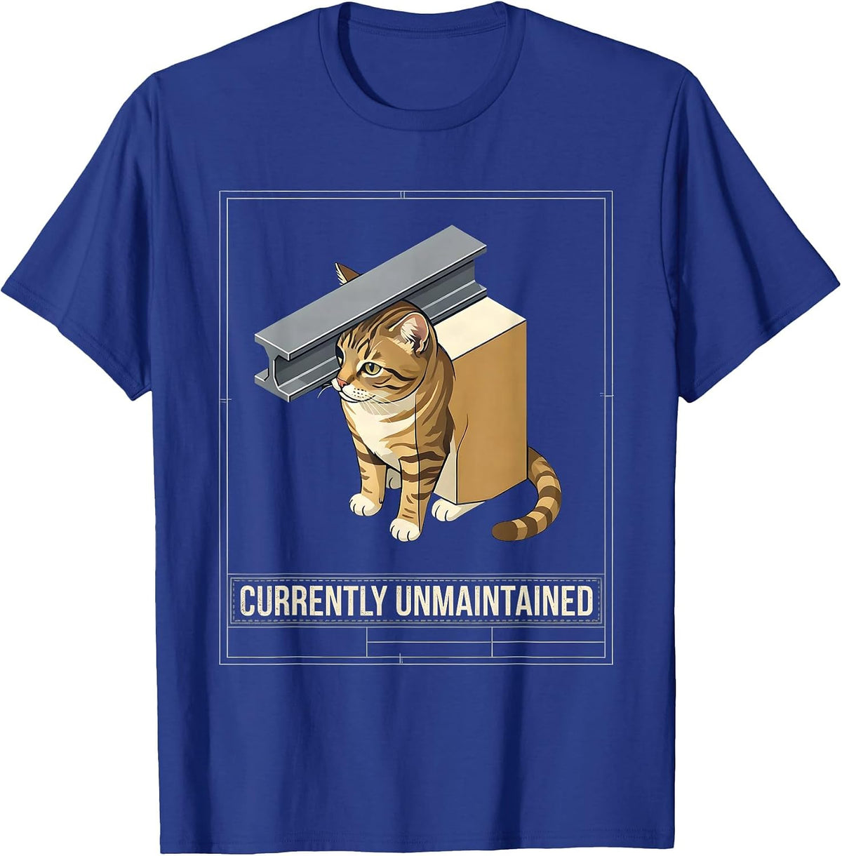 Men's Currently Unmaintained Funny Cat Meme Cat Lover Humor T-Shirt - Royal Blue