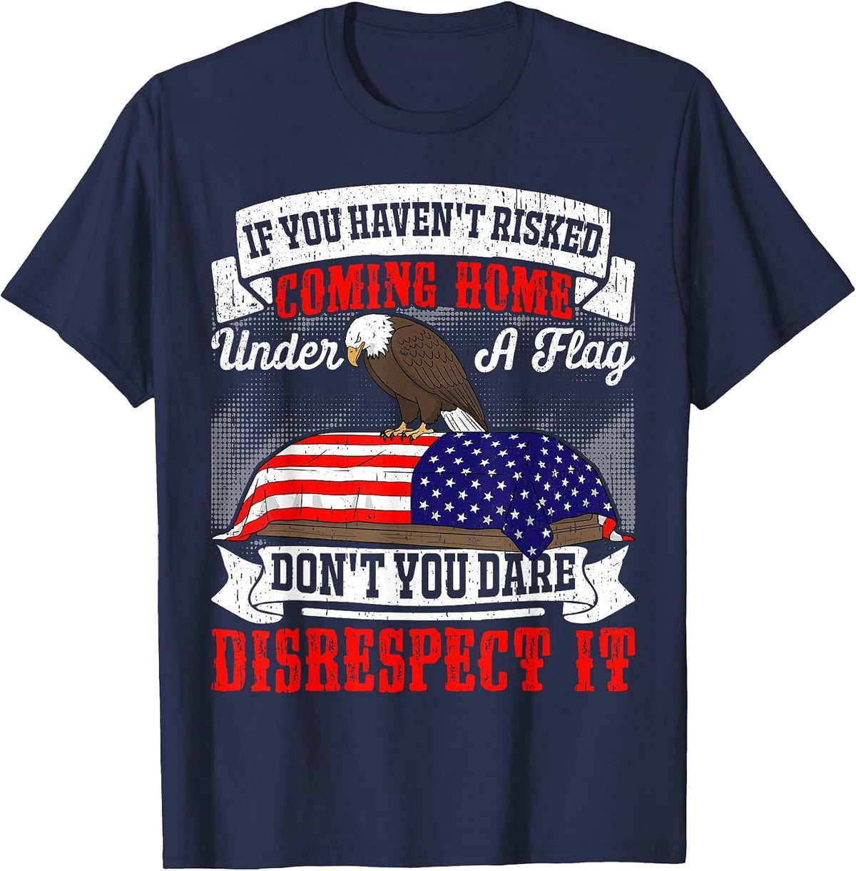 American Flag Pride Patriotic Veterans Soldiers USA 4th July T-Shirt - Navy Blue