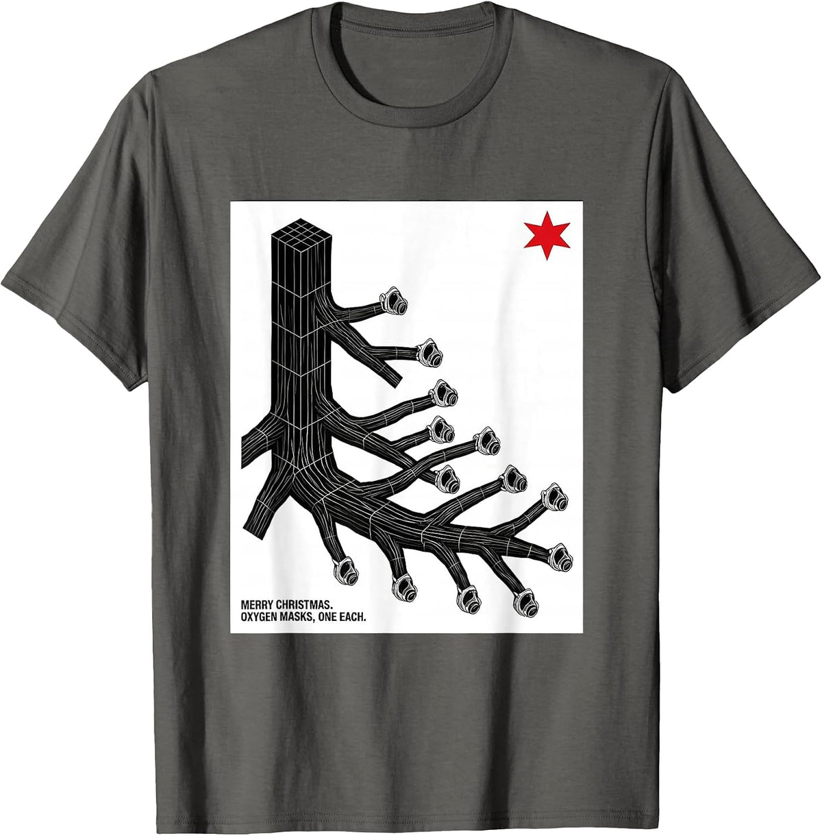 Men's Merry Christmas Oxygen Masks One Each Respiratory Therapist T-Shirt - Asphalt Grey