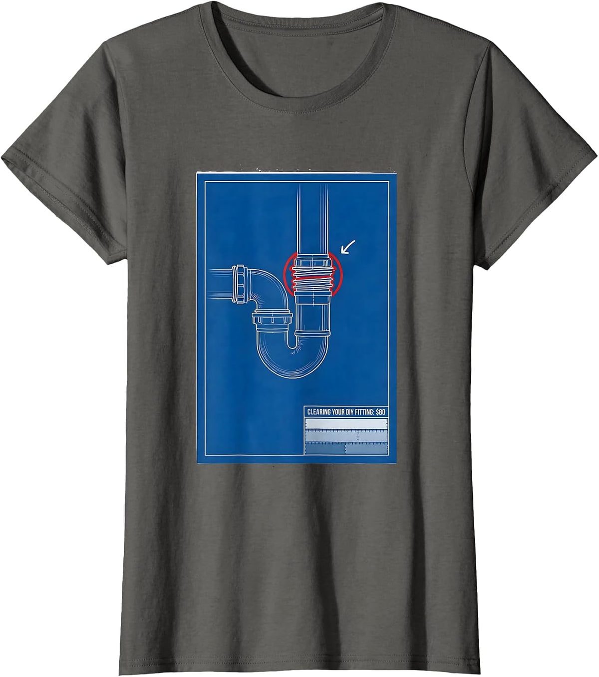 Women's Clearing Your DIY Fitting: $80 Funny Plumber Pipefitter T-Shirt - Asphalt Grey