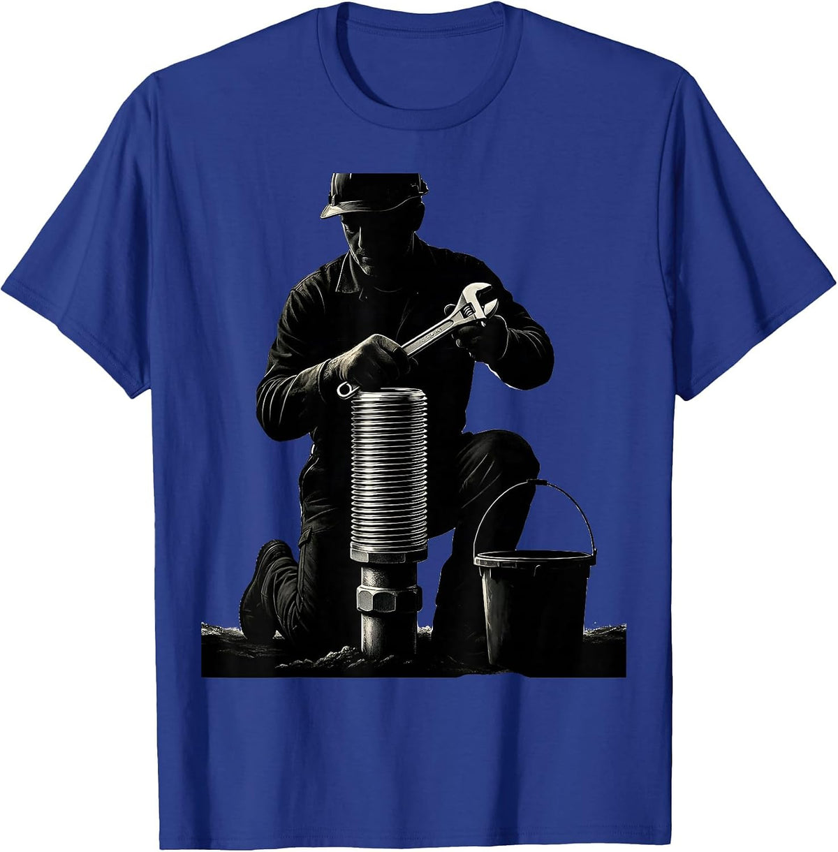 Kneeling Plumber Pipefitter Steamfitter Humor T-Shirt - Royal Blue