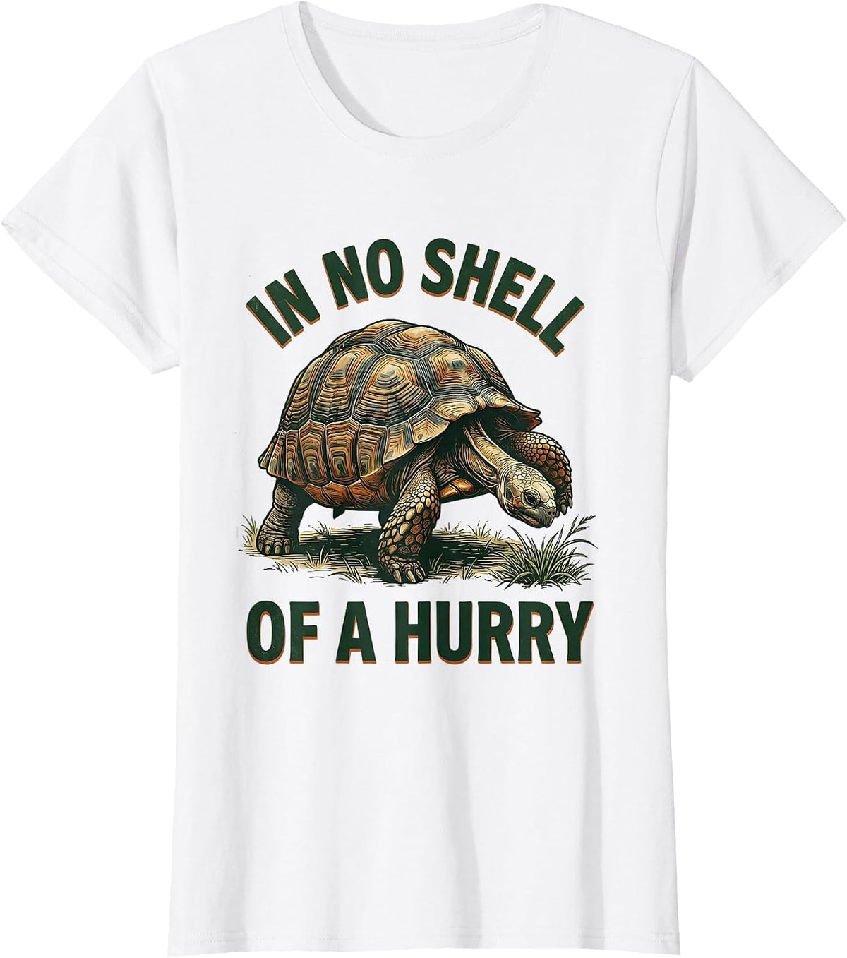 Women's In No Shell Of A Hurry Vintage Funny Tortoise Lover Gift T-Shirt - White
