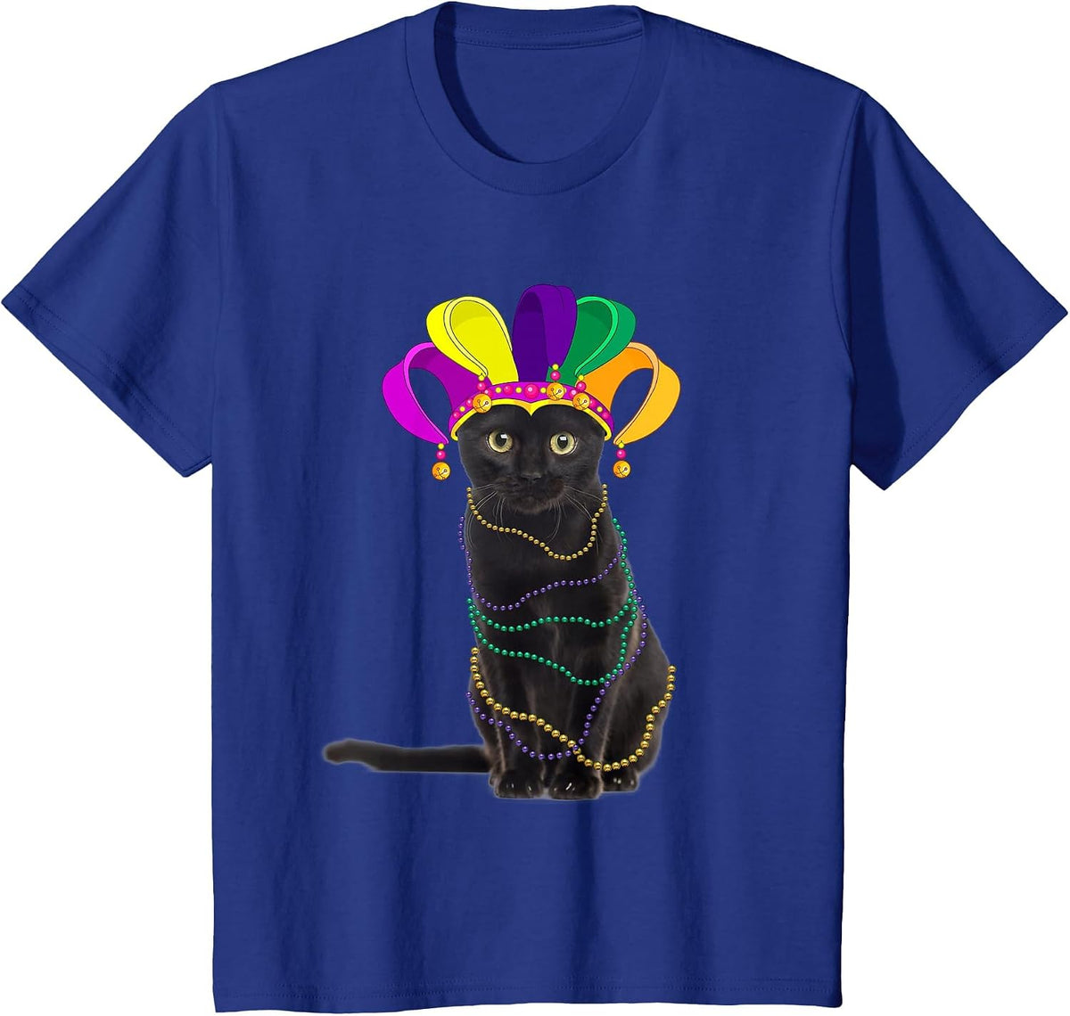 Black Cat Mardi Gras Party Shrove Tuesday Celebration Shirt T-Shirt - Royal Blue