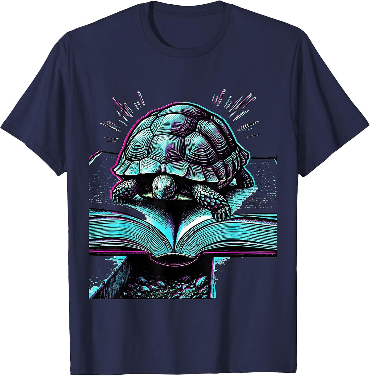 Domed Tortoise Book Humor Pet Lover Gift T-Shirt - Navy Blue