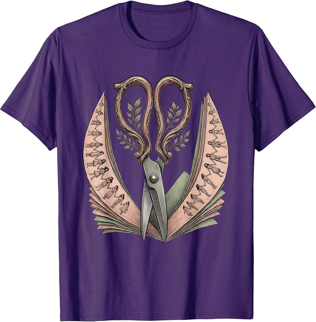 Kindergarten Teacher Scissors Paper Chain Graphic T-Shirt - Purple