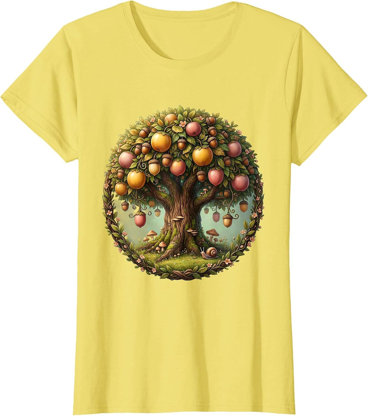Kindergarten Teacher Crayon Tree Illustration T-Shirt - Lemon Yellow