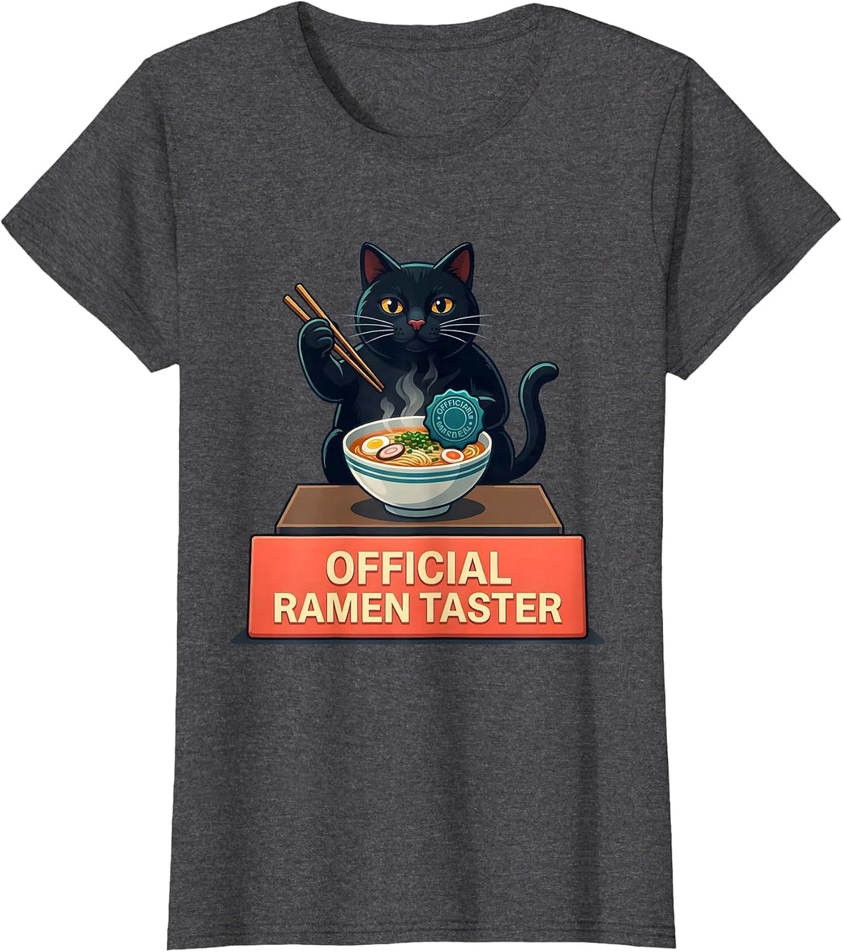Women's Official Ramen Taster Funny Kawaii Cat Anime Japanese Gift T-Shirt - Dark Heather Grey