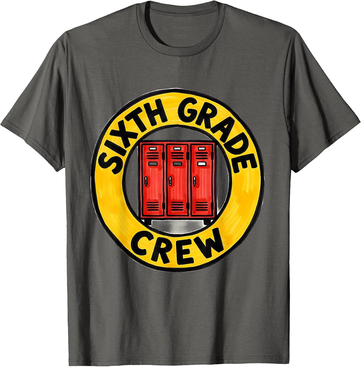 Men's Sixth Grade Crew Funny Middle School Teacher Back To School T-Shirt - Asphalt Grey