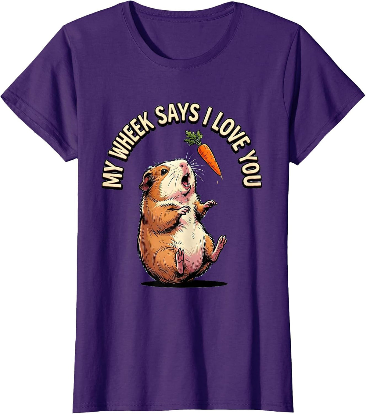 Women's My Wheek Says I Love You Funny Guinea Pig Cavy Lover Humor T-Shirt - Purple