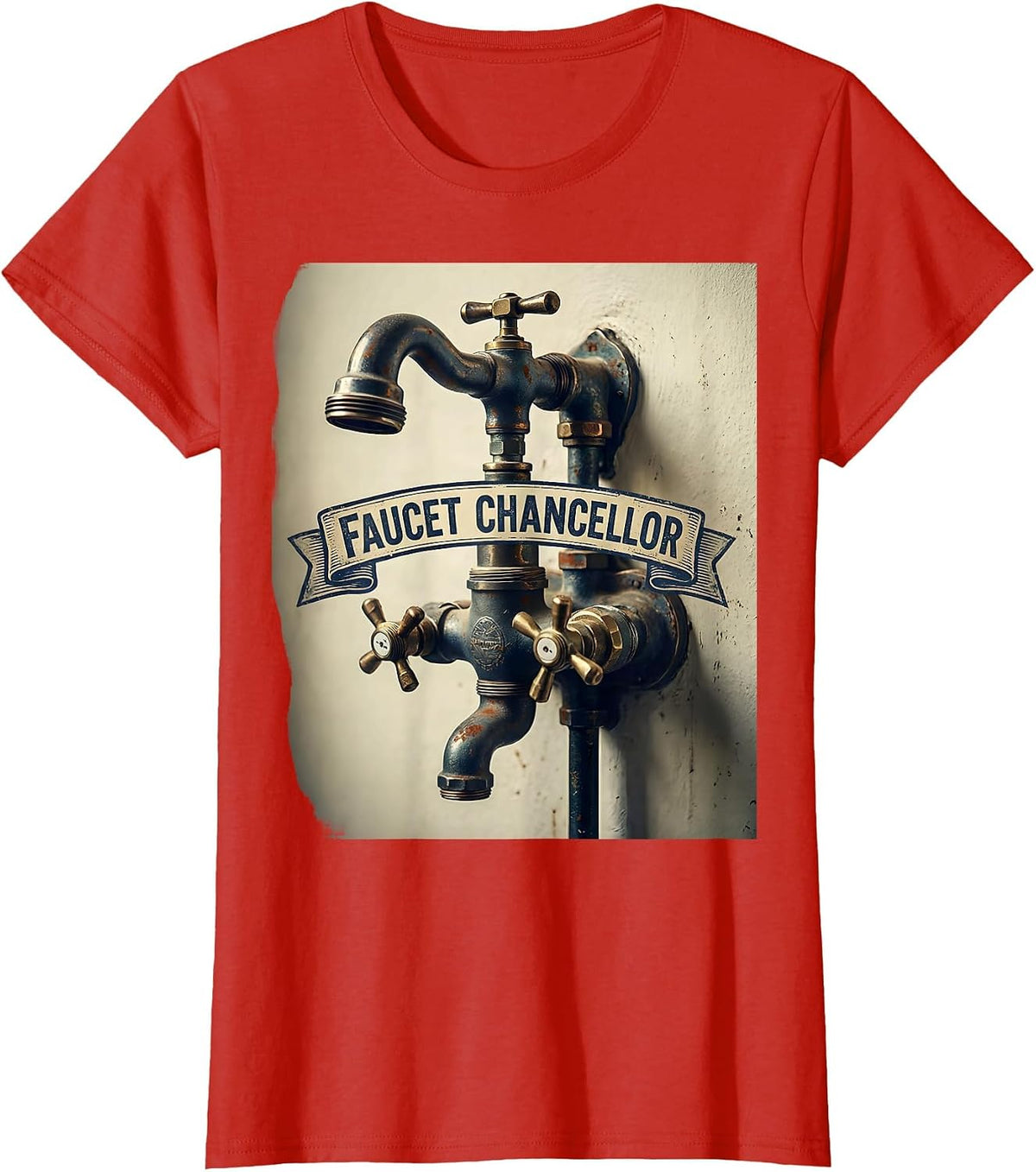 Faucet Chancellor Vintage Funny Plumber Pipefitter Gift T-Shirt - Red