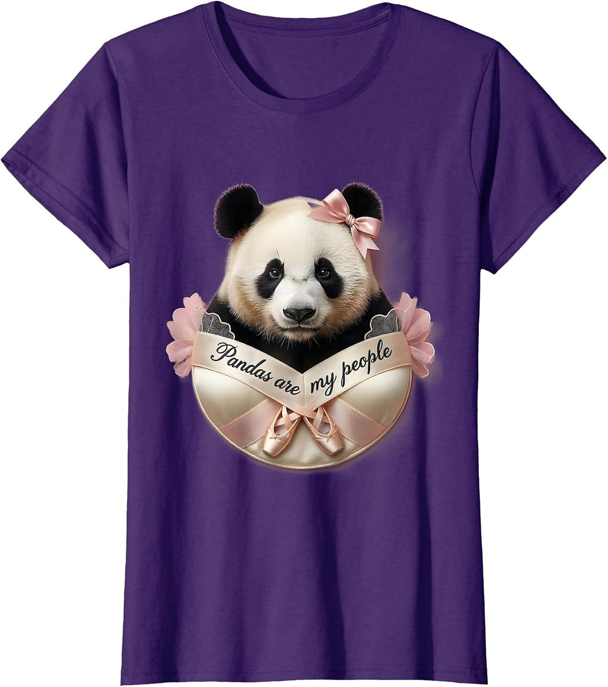 Women's Pandas Are My People Panda Lover Design T-Shirt - Purple