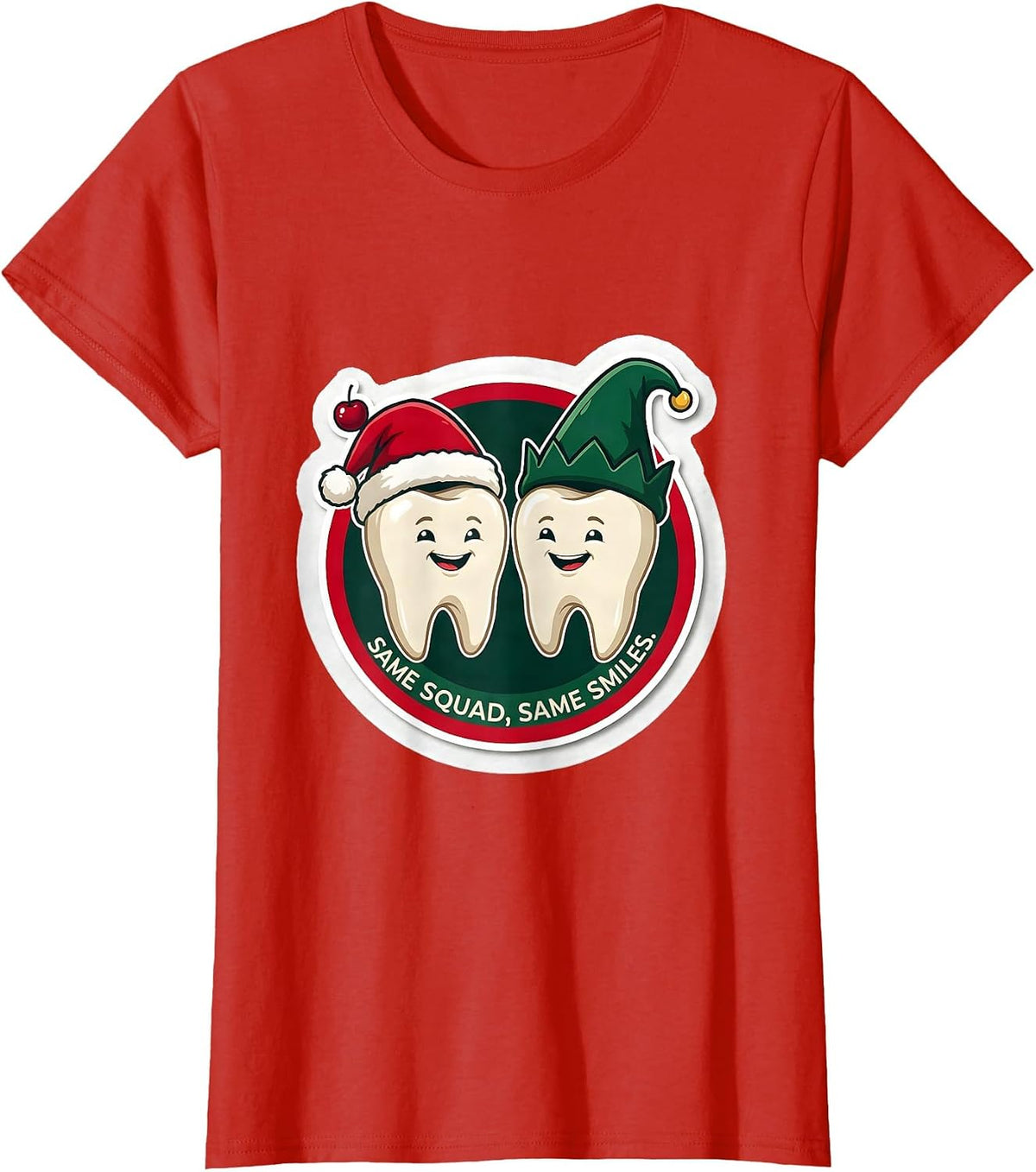 Same Squad, Same Smiles Funny Dental Christmas Dental Team T-Shirt - Red