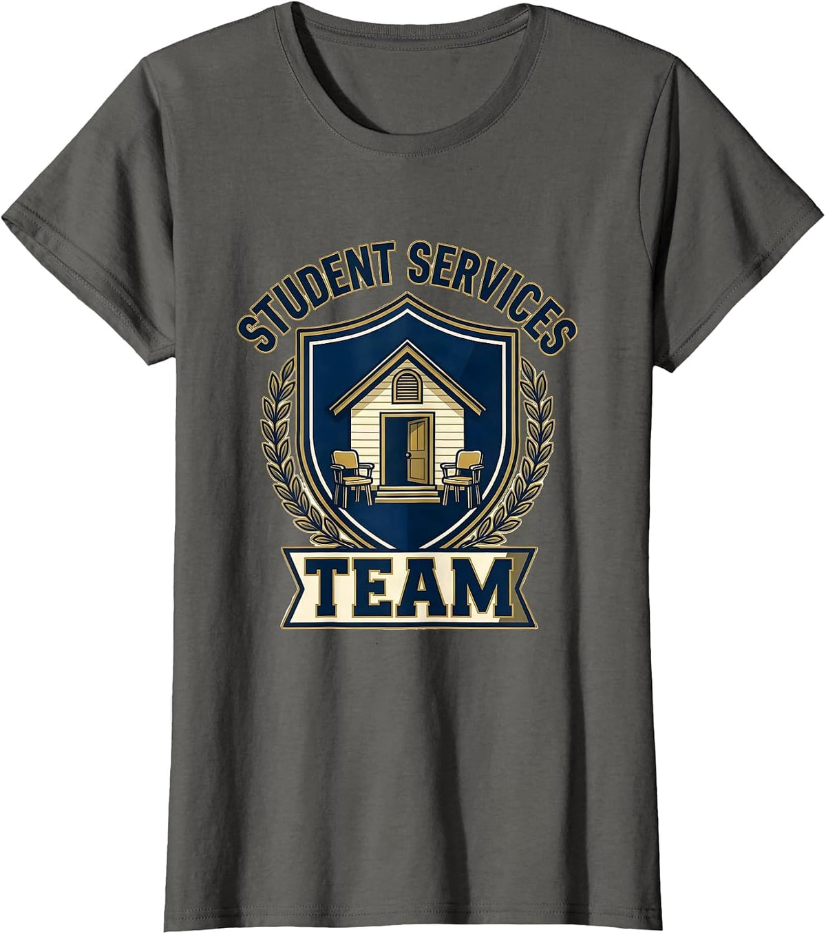 Women's Student Services Team Retro Emblem School Counselor T-Shirt - Asphalt Grey