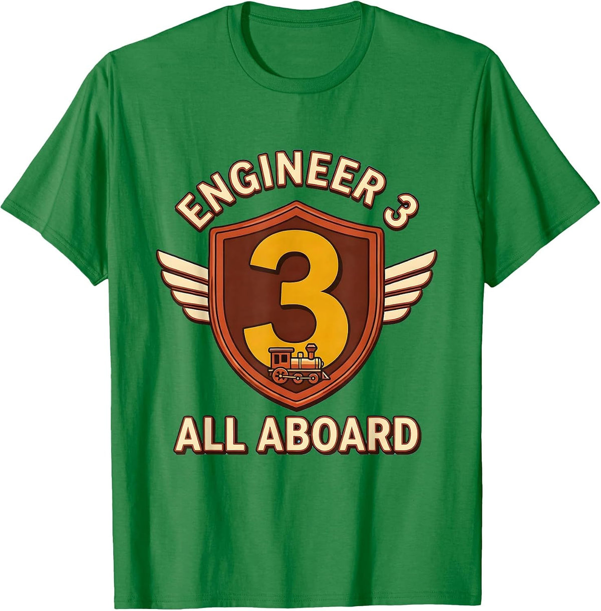 Men's Engineer 3 All Aboard Airplane Vehicles Birthday Boy T-Shirt - Kelly Green